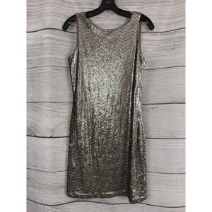 NWT White House Black Market Sequin Gold & Silver Sleeveless Mini Dress Size S